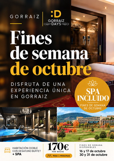 Escapada de octubre con spa en Gorraiz - Fines de semana de octubre Escapada de octubre con spa en Gorraiz - Fines de semana de octubre